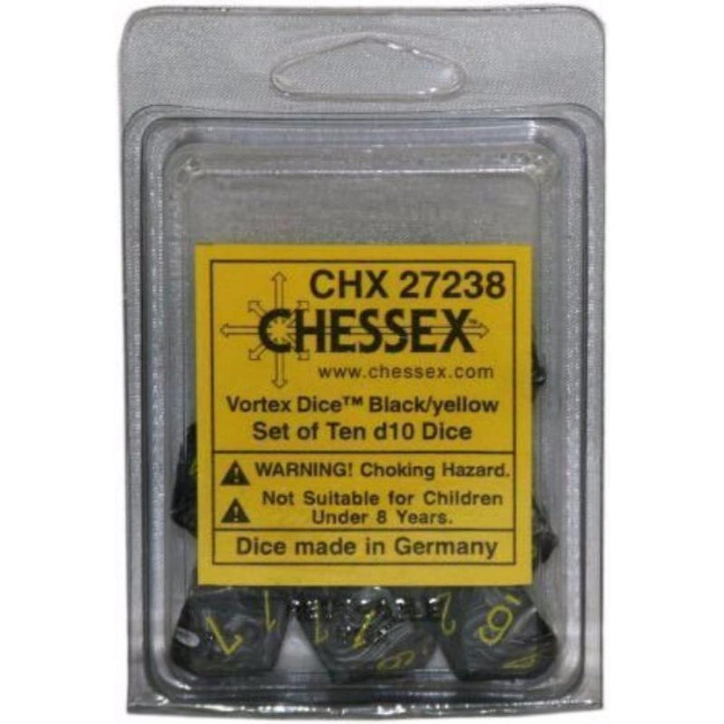 Vortex Black/yellow d10 Dice (10 dice) CHX27238