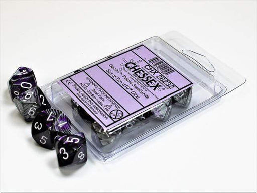 Gemini Purple-Steel/wht. d10 Dice (10 dice) CHX26232