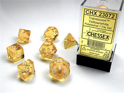 Translucent: Polyhedral Yellow/white 7-Die Set CHX23072
