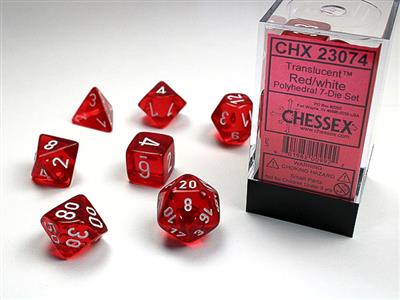 Translucent: Polyhedral Red/white 7-Die Set CHX23074