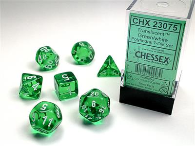 Translucent: Polyhedral Green/white 7-Die Set CHX23075