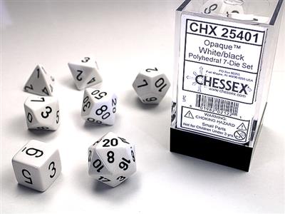 Opaque: Polyhedral White/black 7-Die Set CHX25401
