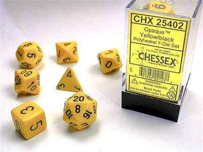 Opaque: Polyhedral Yellow/black 7-Die Set CHX25402