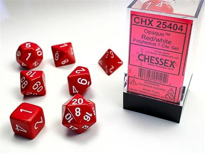 Opaque: Polyhedral Red/white 7-Die Set CHX25404