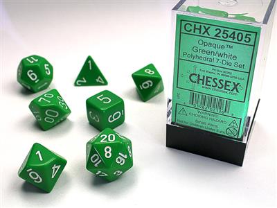 Opaque: Polyhedral Green/white 7-Die Set CHX25405