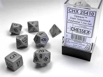 Opaque: Polyhedral Dark Grey/black 7-Die Set CHX25410