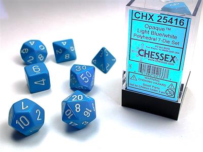 Opaque: Polyhedral Light Blue/white 7-Die Set CHX25416