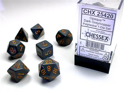 Opaque: Polyhedral Dark Grey/copper 7-Die Set  CHX25420
