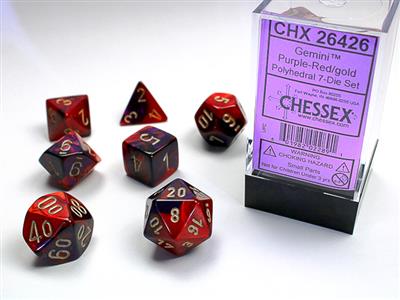 Gemini: Polyhedral Purple-Red/gold 7-Die Set CHX26426
