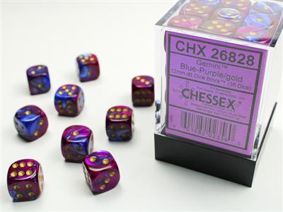 Gemini 12mm d6 Blue-Purple/gold Dice Block (36 dice) CHX26828