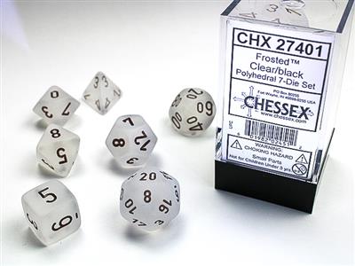 Frosted: Polyhedral Clear/black 7-Die Set CHX27401