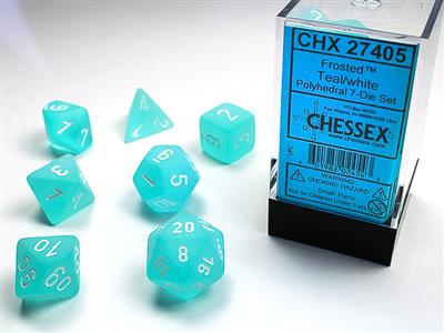 Frosted: Polyhedral Teal/white 7-Die Set CHX27405