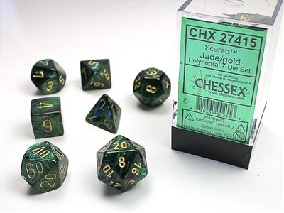 Scarab: Polyhedral Jade/gold 7-Die Set CHX27415
