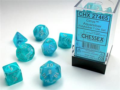 Cirrus: Polyhedral Aqua/silver 7-Die Set CHX27465