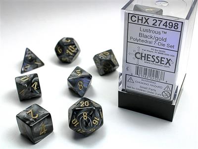 Lustrous: Polyhedral Black/gold 7-Die Set CHX27498