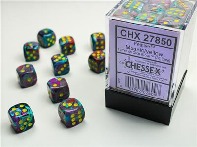 Festive 12mm d6 Mosaic/yellow Dice Block (36 dice) CHX27850