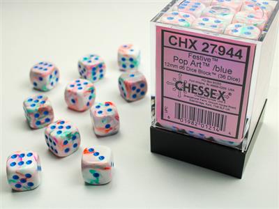 Festive 12mm d6 Pop Art/blue Dice Block (36 dice) CHX27944