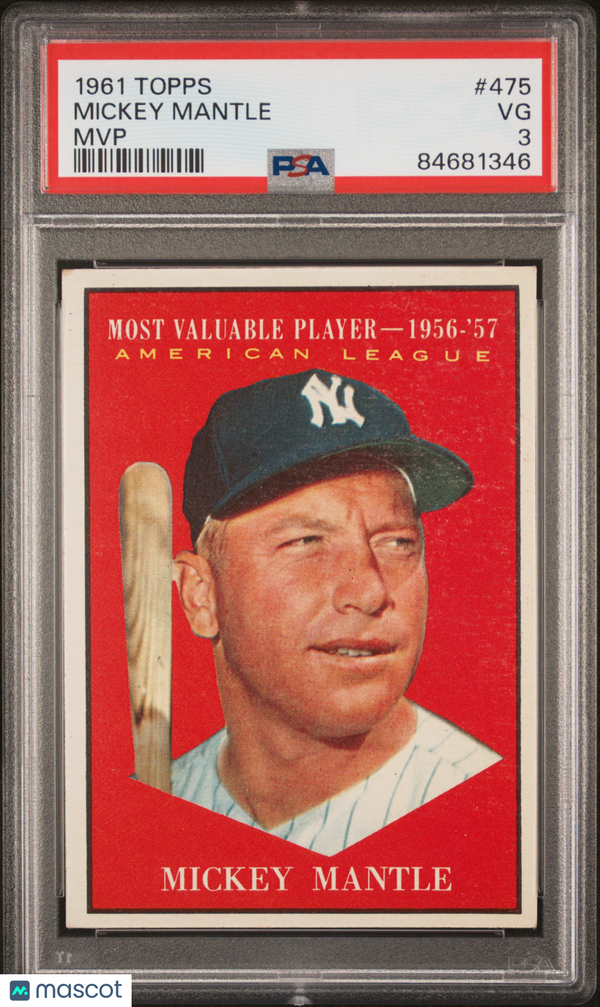 1961 Topps Mickey Mantle #475 PSA 3 Baseball