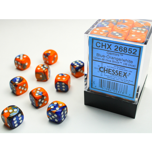 Gemini 12mm d6 Blue-Orange /White Dice Block (36 dice) CHX26852
