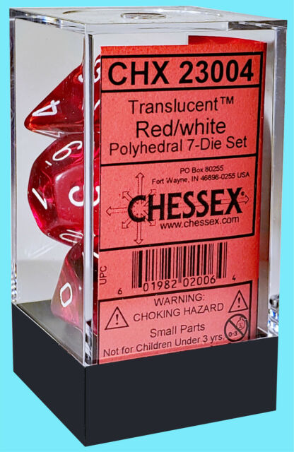 Translucent Red/white Polyhedral 7-Die Set (7 dice) 23004 - OOP